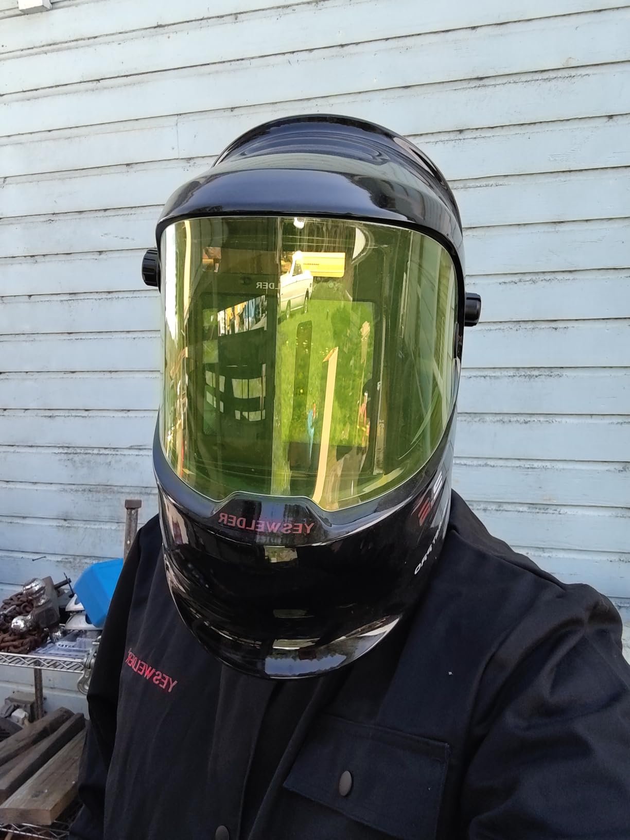 YESWELDER Auto Darkening Welding Helmet with LED, 180° View, LYG-Q800D customer photo 2