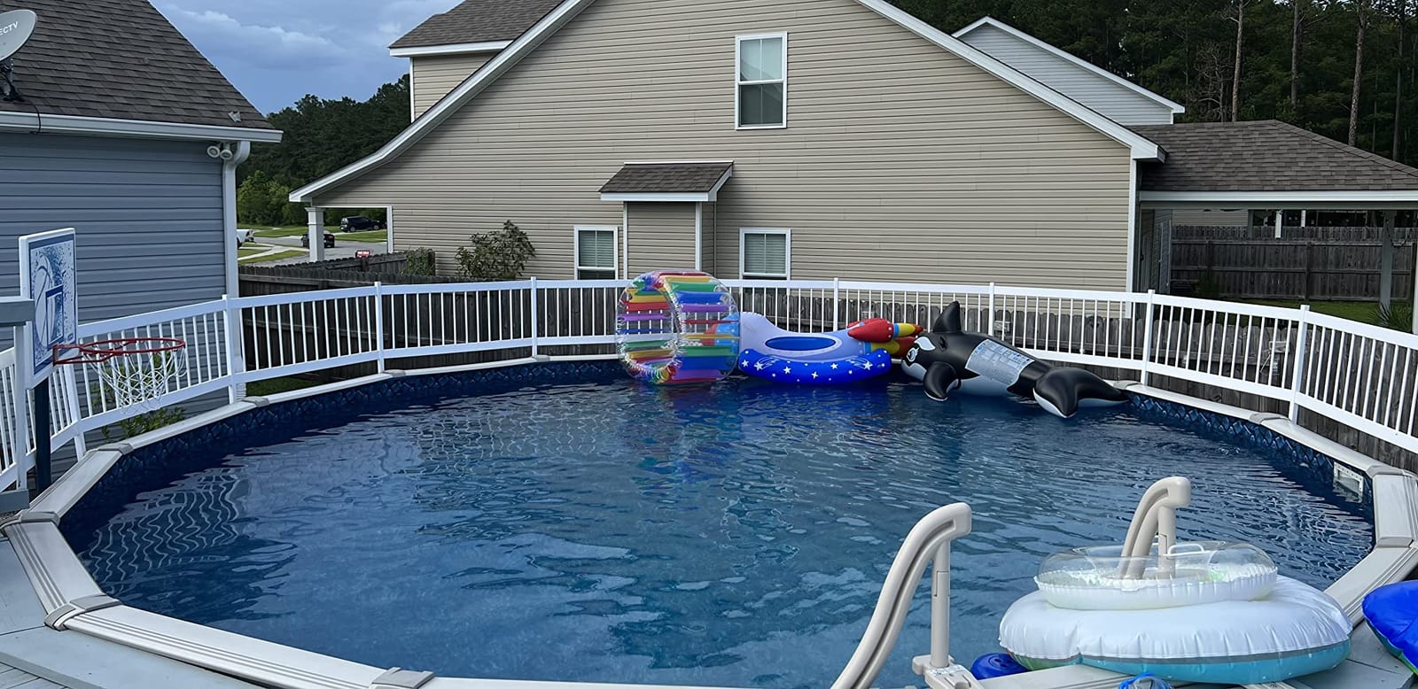 Aqua Select Above Ground Swimming Pool Resin Safety Pool Fence Base | White customer photo 2