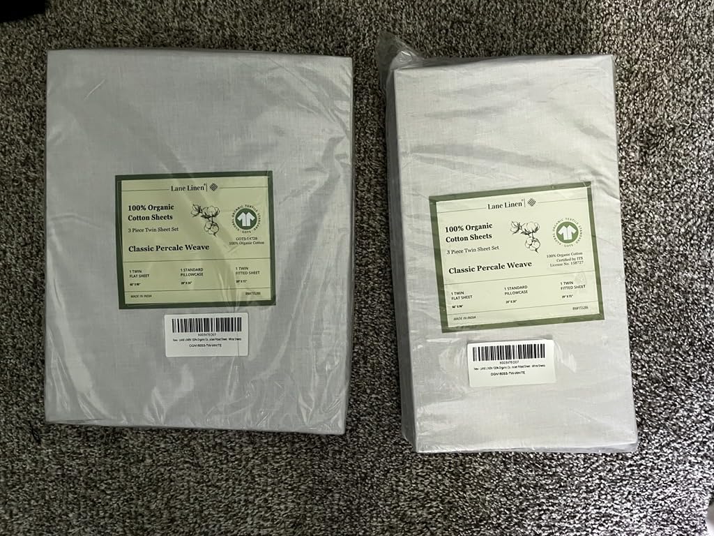 LANE LINEN Queen Sheets 100% Organic Cotton 4pc Percale Cooling - White customer photo 2