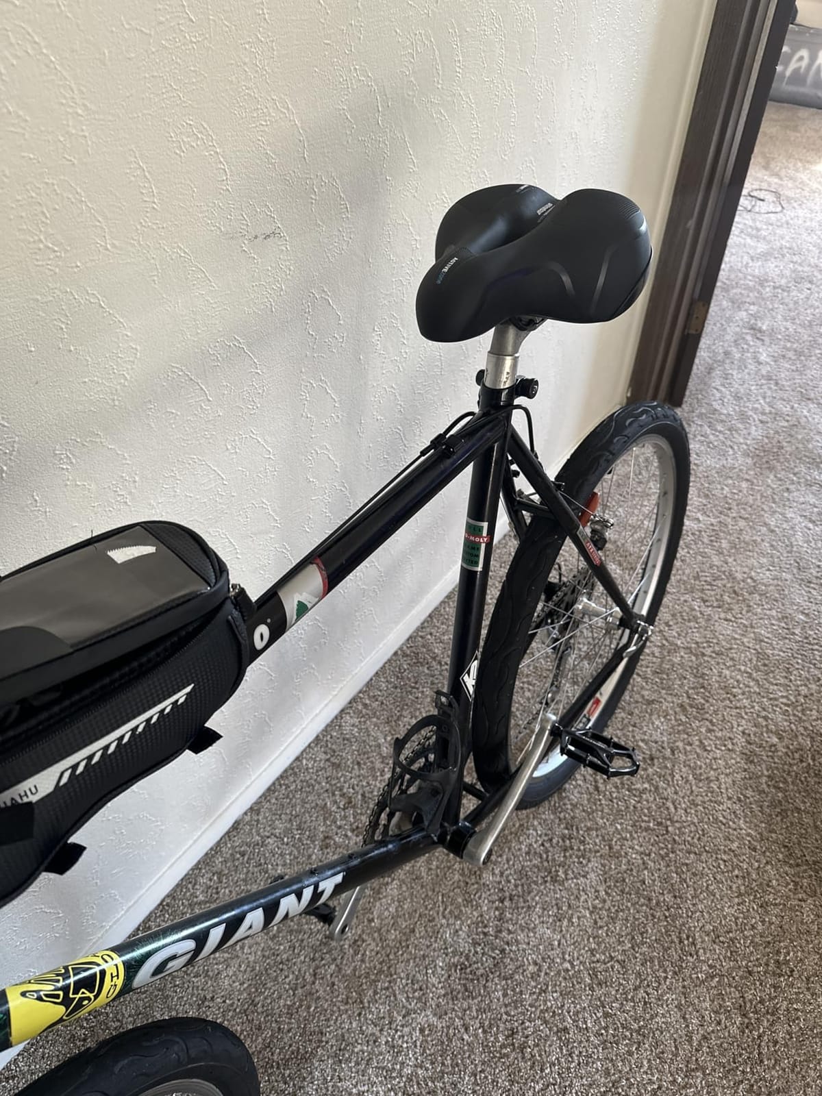 Comfort Bike Seat for Women Men,Wide Bicycle Saddle Replacement Memory Foam Padded Soft Bike Cushion with Dual Shock Absorbing Universal Fit for Indoor/Outdoor Bikes with Reflect customer photo 2