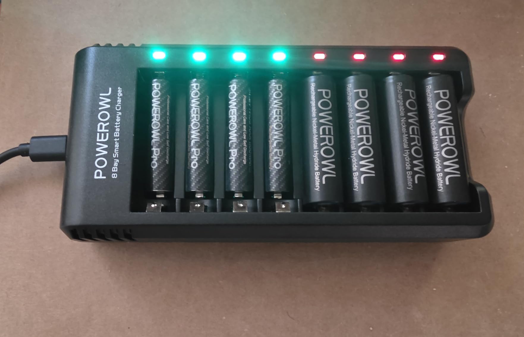 POWEROWL Rechargeable AA Batteries with Charger, 8 Pack of 2800mAh High Capacity Low Self Discharge Ni-MH Double A Batteries with Smart 8 Bay Battery Charger (USB Fast Charging, Independent Slot) customer photo 2