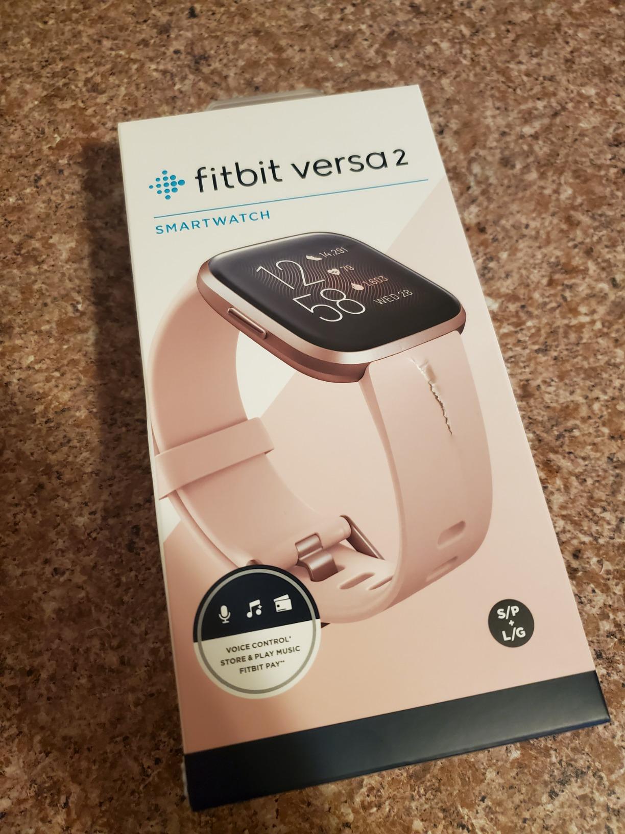 Fitbit Versa 2 Health and Fitness Smartwatch with Heart Rate, Music, Alexa Built-in, Sleep and Swim Tracking, Bordeaux/Copper Rose, One Size (S and L Bands Included) customer photo 1