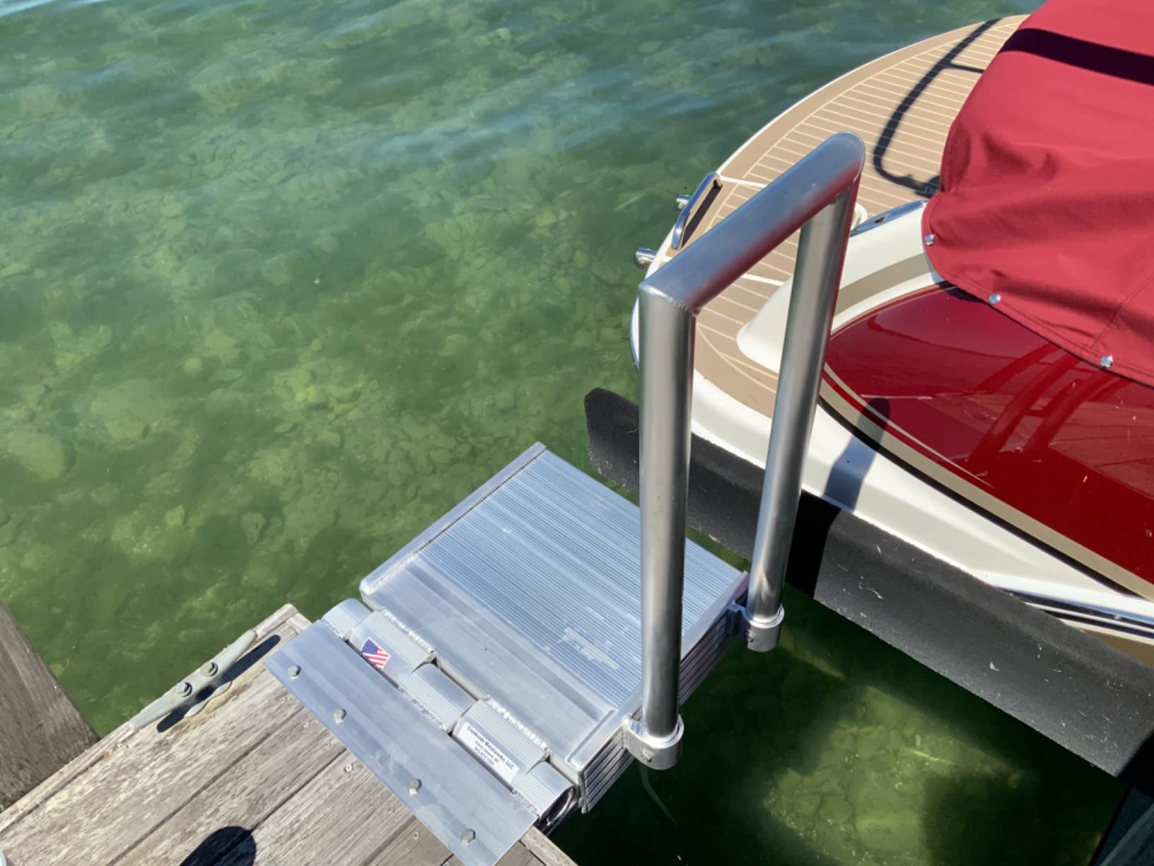 Folding Boat Boarding Platform Dock Step Dock Extension Ramp for Boat Lifts, Silver, Modern Aluminum customer photo 1