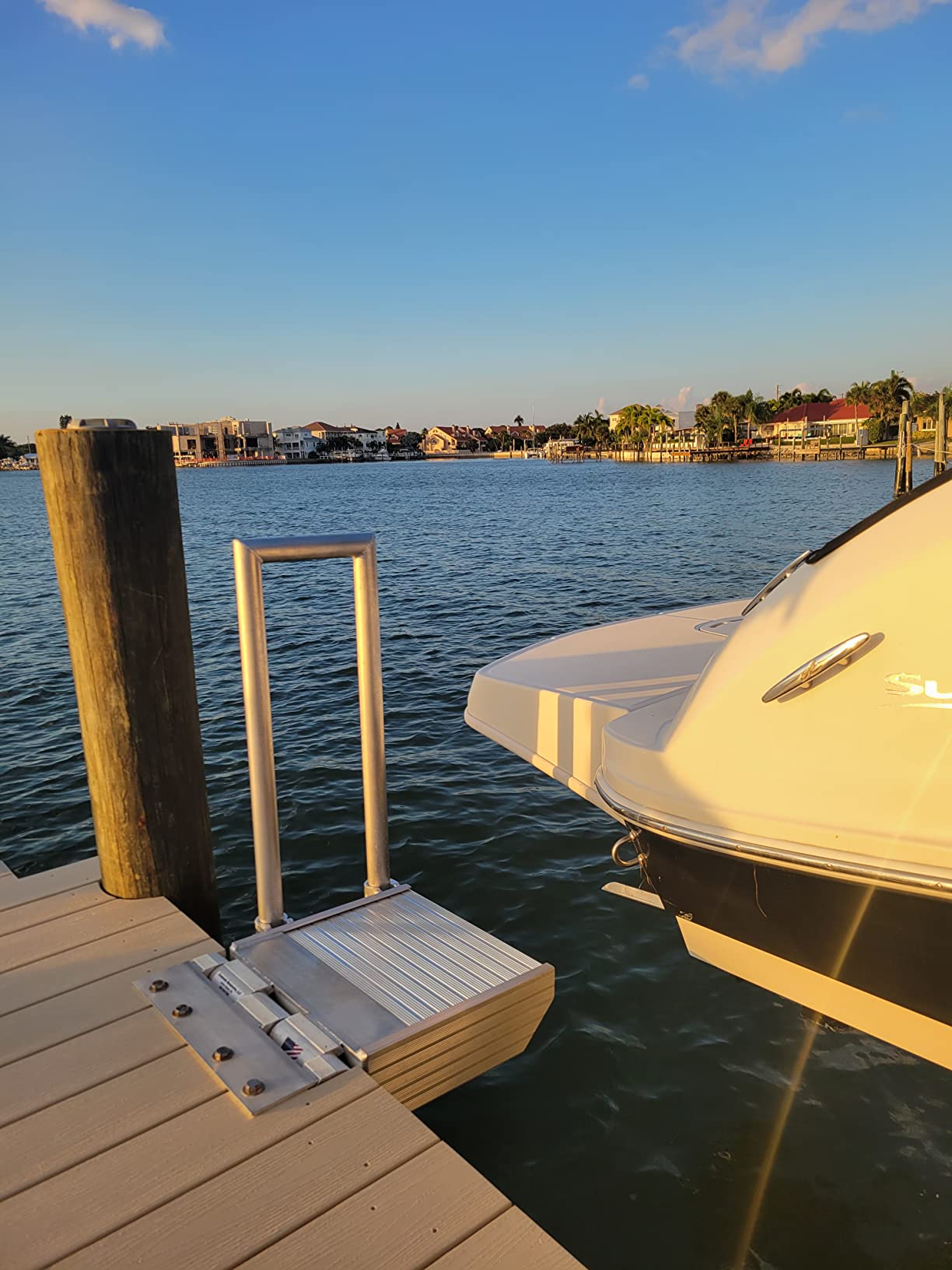 Folding Boat Boarding Platform Dock Step Dock Extension Ramp for Boat Lifts, Silver, Modern Aluminum customer photo 2