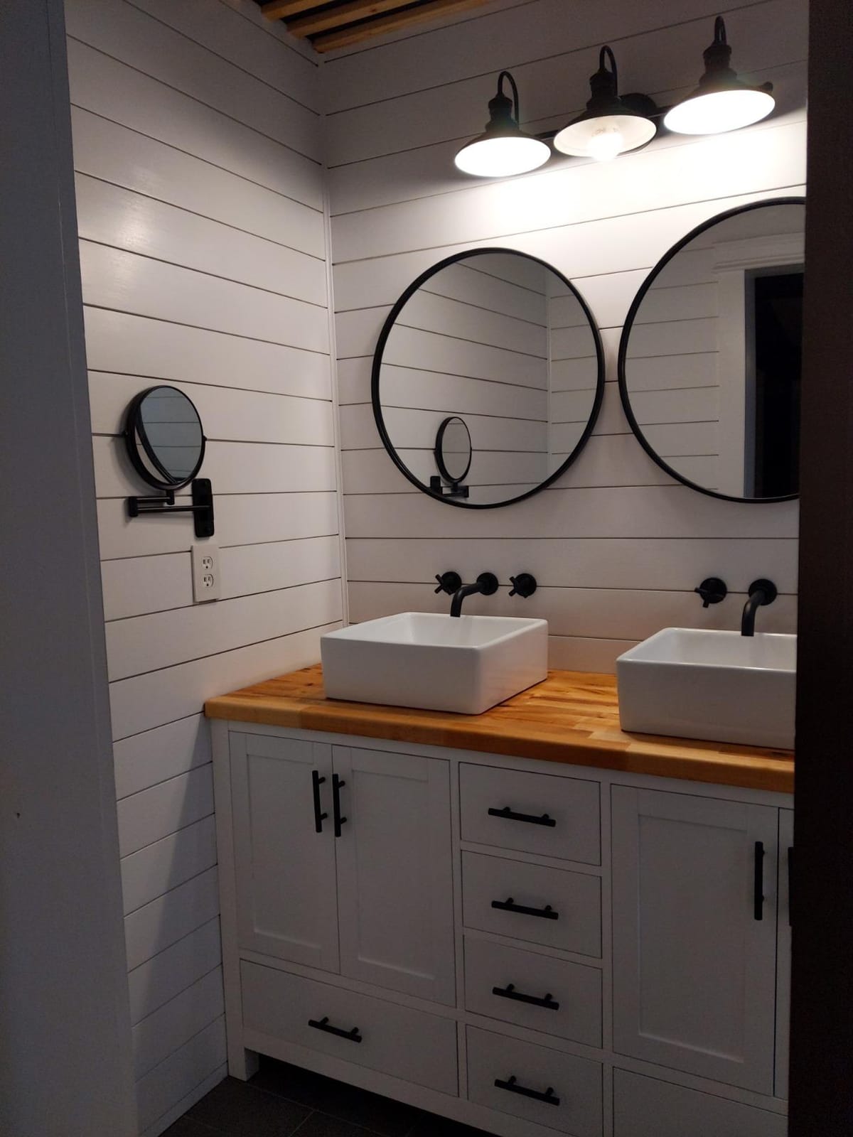 SITGES Brushed Nickel Bathroom Faucet, Double Handle Wall Mount Bathroom Sink Faucet and Rough in Valve Included (Brushed Nickel) customer photo 2