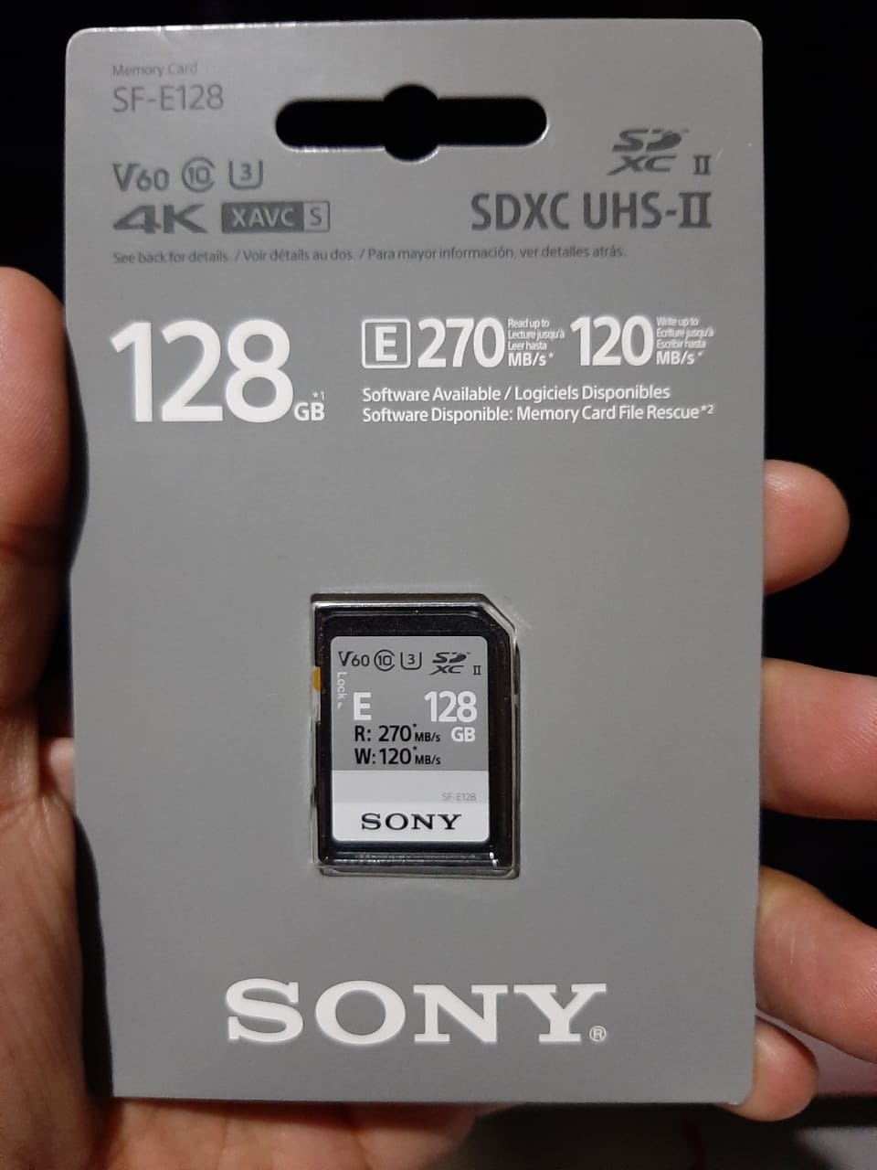 Sony E series SDXC UHS-II Card 64GB, V30, CL10, U3, Max R270MB/S, W70MB/S (SF-E64/T1) customer photo 2