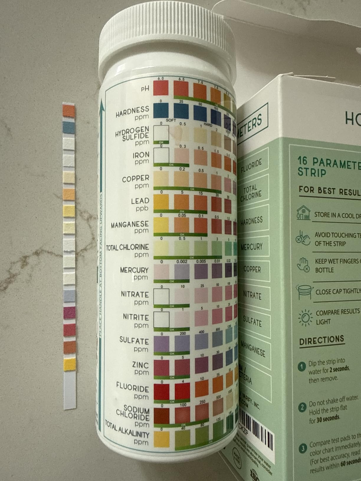 Varify 17in1 Complete Drinking Water Test Kit - 100 Strips + 2 Bacteria Tester Kits - Well, Tap, Home, City Water Testing Strip for Lead, Alkaline, Chlorine, Hardness, Iron, Fluoride, Copper & More customer photo 1