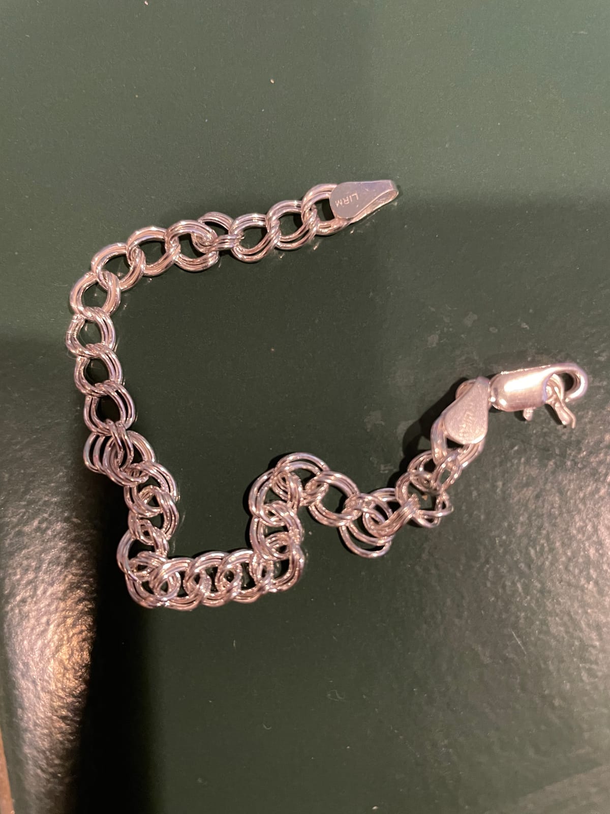 925 Sterling Silver Italian Double Curb Charm Link Bracelet customer photo 2