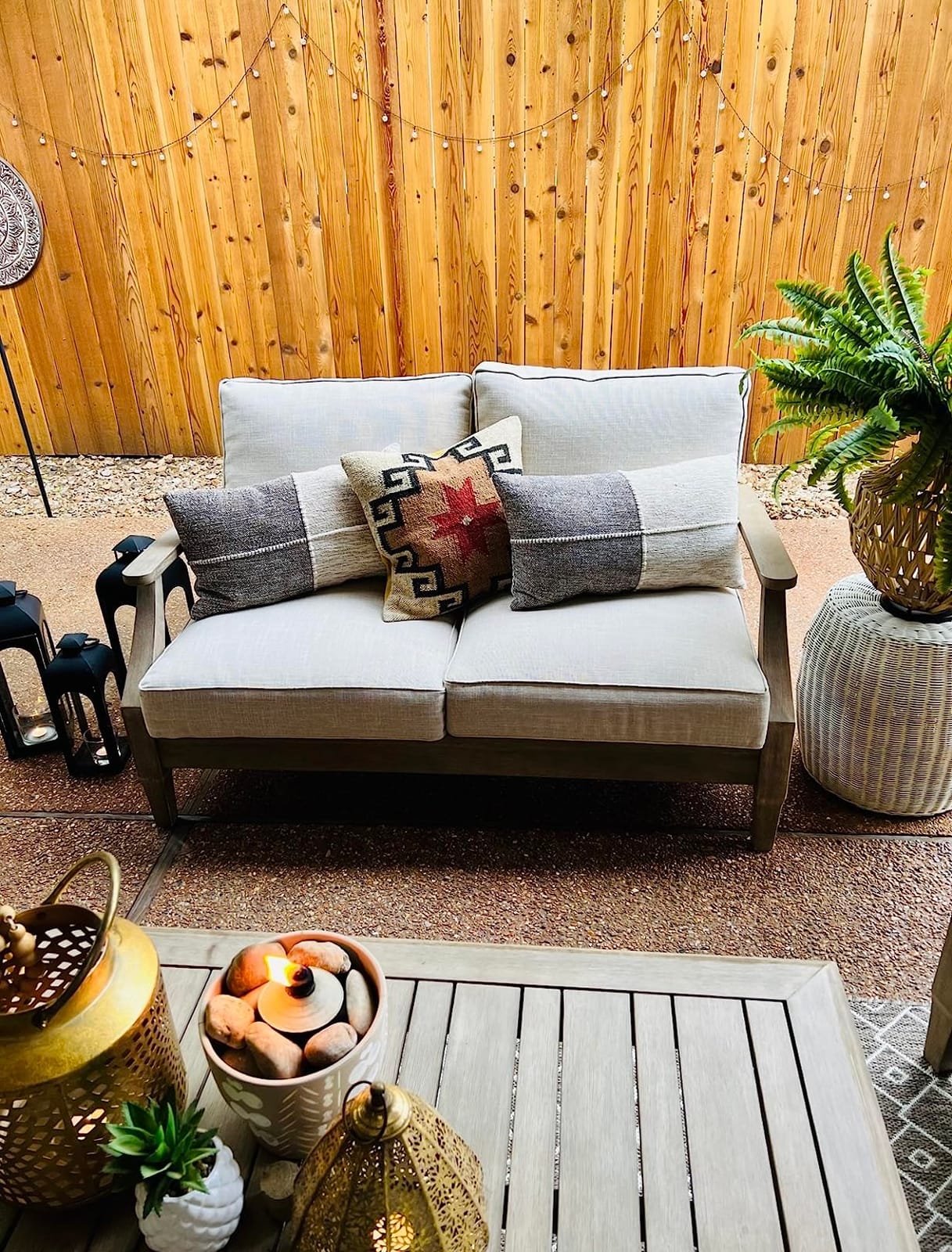 Signature Design by Ashley Wood Outdoor Coffee Table, Grayish Brown customer photo 1