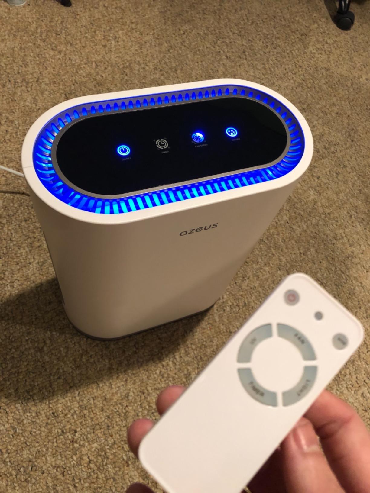 AZEUS Air Purifier for Wildfire Smoke, UV-C HEPA for Home Large Room, White | HEPA captures 99.97% ash, PM2.5 & pet dander, smoke filter, Ionic, Covers 2160 sq ft, Smart sensor, Quiet mode, Filter alert customer photo 2