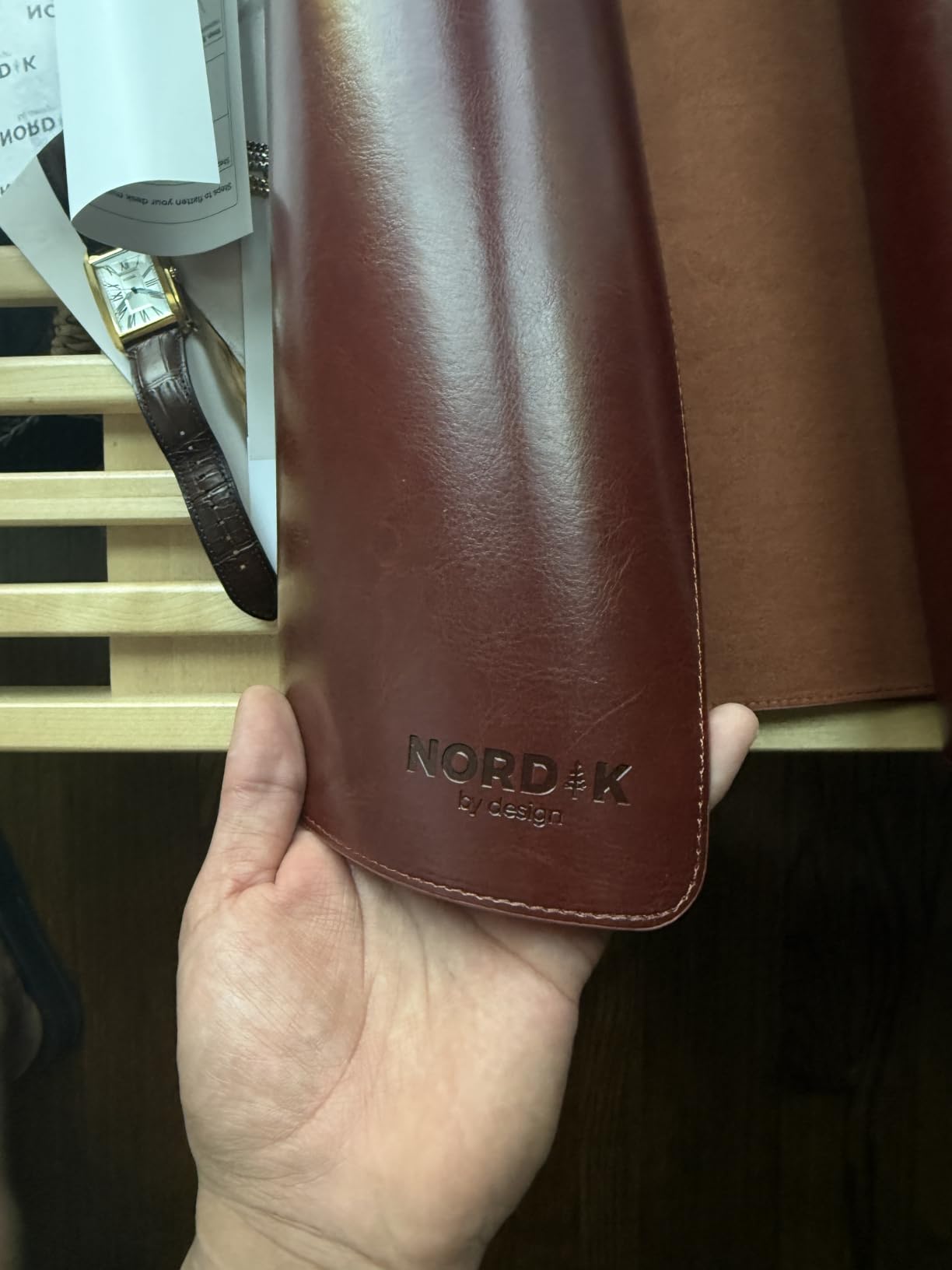 Nordik Leather Desk Mat - Pebble Black - Large Leather Desk Pad 35x17 in customer photo 2