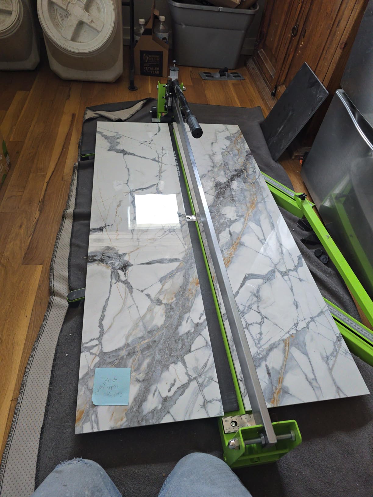 Tile Cutter 32 Inch Manual Tile Cutter 1.4 Inch Tile Cutting Machine Ceramic Porcelain Tile Cutter w/Laser Guide All-Steel Frame and Bonus Spare Cutter Wheels Tile Cutter Hand Tool customer photo 1