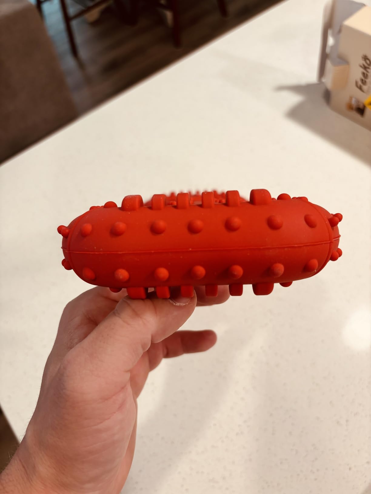 Feeko Dog Toys for Aggressive Chewers Large Breed, 15 inch Interactive Long Lasting Dogs Toy with Convex Design Natural Rubber Tug-of-war Toy for Medium Large Tooth Clean(Red) customer photo 1