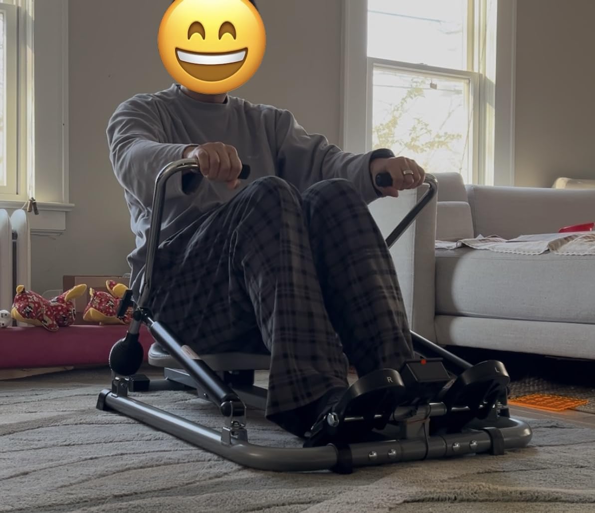 GYMAX Rowing Machine for Home, 265LBS Weight Capacity Hydraulic Rowing Machine with Adjustable Cylinder Resistance up to 110lbs & LCD Monitor, Compact Full Motion Rower for at Home Exercise customer photo 2