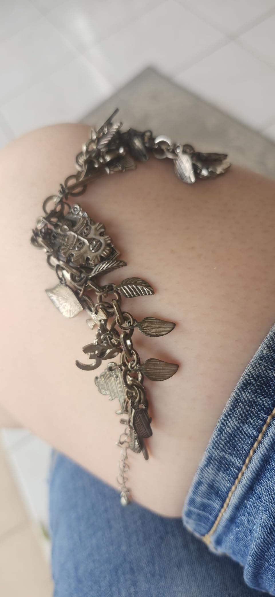 Mythology Fairytale Lucky Charms Cuff Bangle Bracelet Cross Leaf Moon Face Celtic Cat customer photo 2