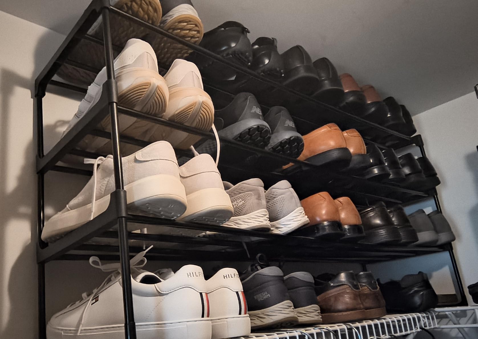 SONGMICS Shoe Rack, 3-Tier Shoe Organizer, Metal Storage Shelf | for Entryway, Upright or Upside Down, for 16-20 Pairs, Stackable, 11.8 x 36.2 x 21.7 Inches, Black ULSA303B02 customer photo 1