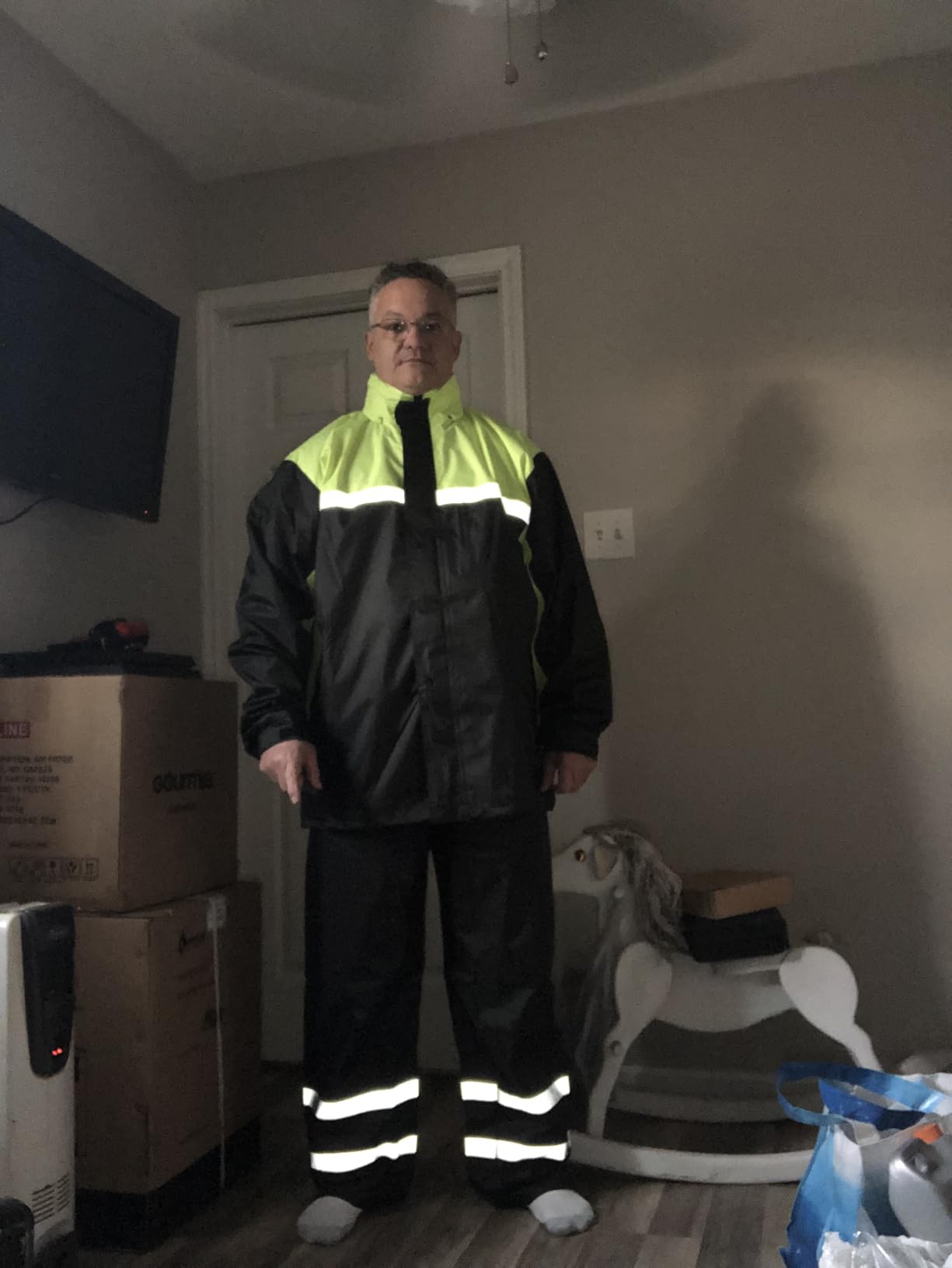Men's Rain Suit High Visibility Reflective Work Rain Jacket Pants for All Sport Farm Fishing Motorcycle customer photo 1