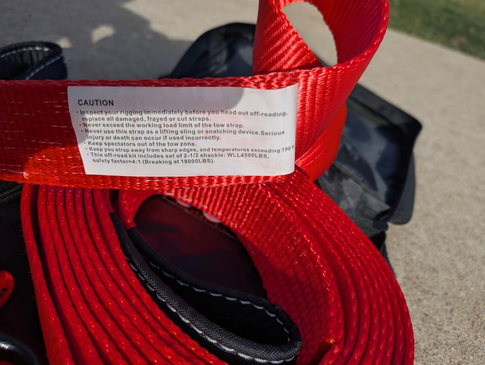 MiolleGear Tow Strap 4”x30’- 45000lbs MBS Recovery Strap Kit Includes: Tow Rope, 2 D-Ring Shackles MBS- 62700LBS, Storage Case customer photo 1