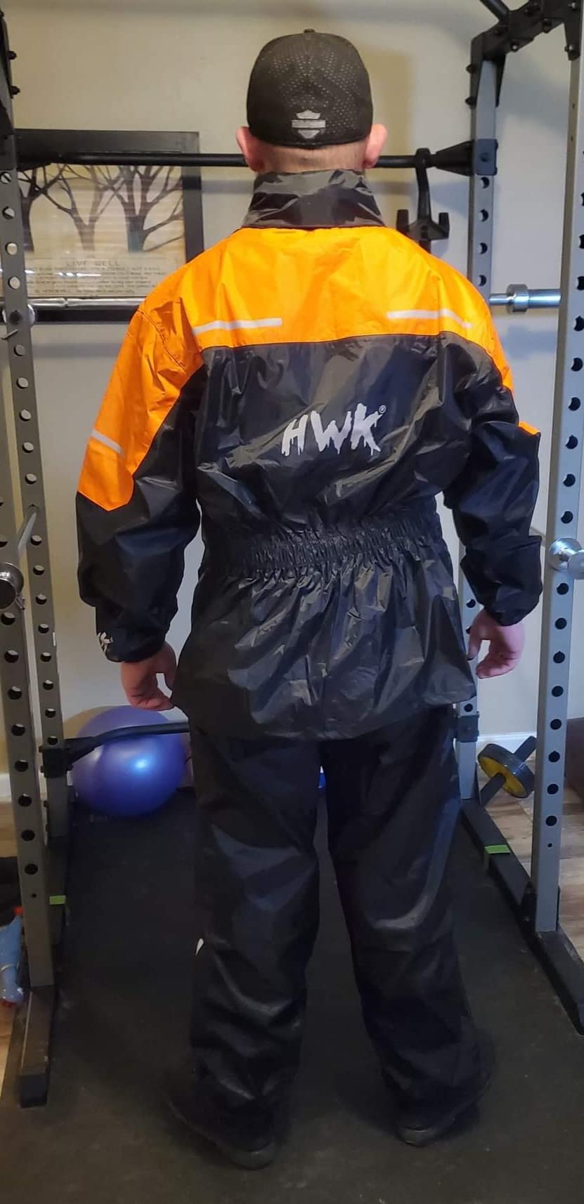 HWK Motorcycle Rain Suit for Men and Women, Two-Piece Waterproof Motorcycle Rain Gear with Reflective Jacket and Pants, All-Season Weatherproof Protection for Riding, Blue, X-Large customer photo 2