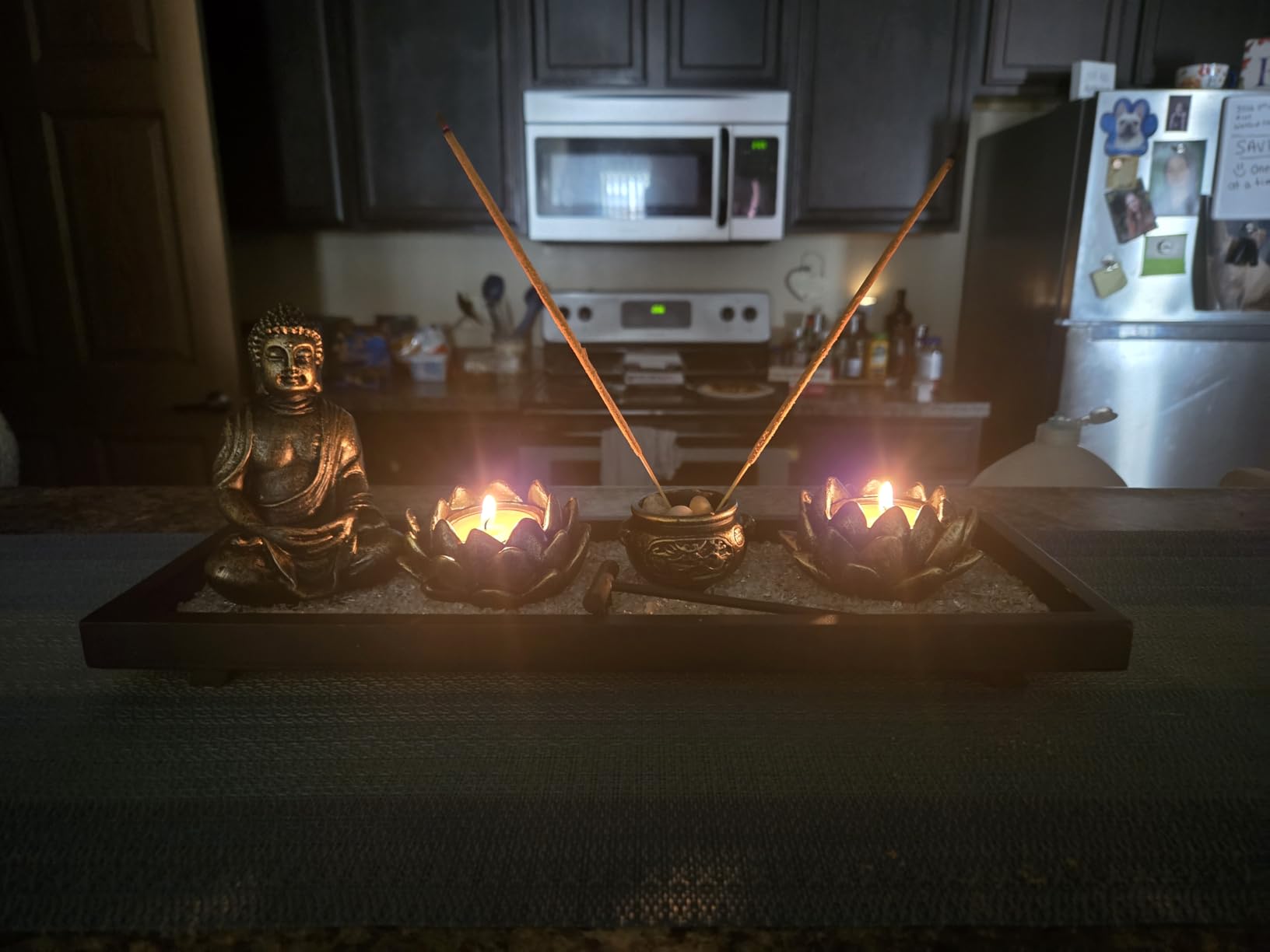 Jovivi Zen Garden Set Buddha Statue, Mallet & Rocks and Crystals & Incense Stick Holder Bowl & Wooden Display Tray for Yoga Meditaion Home Table Decor Gift customer photo 1
