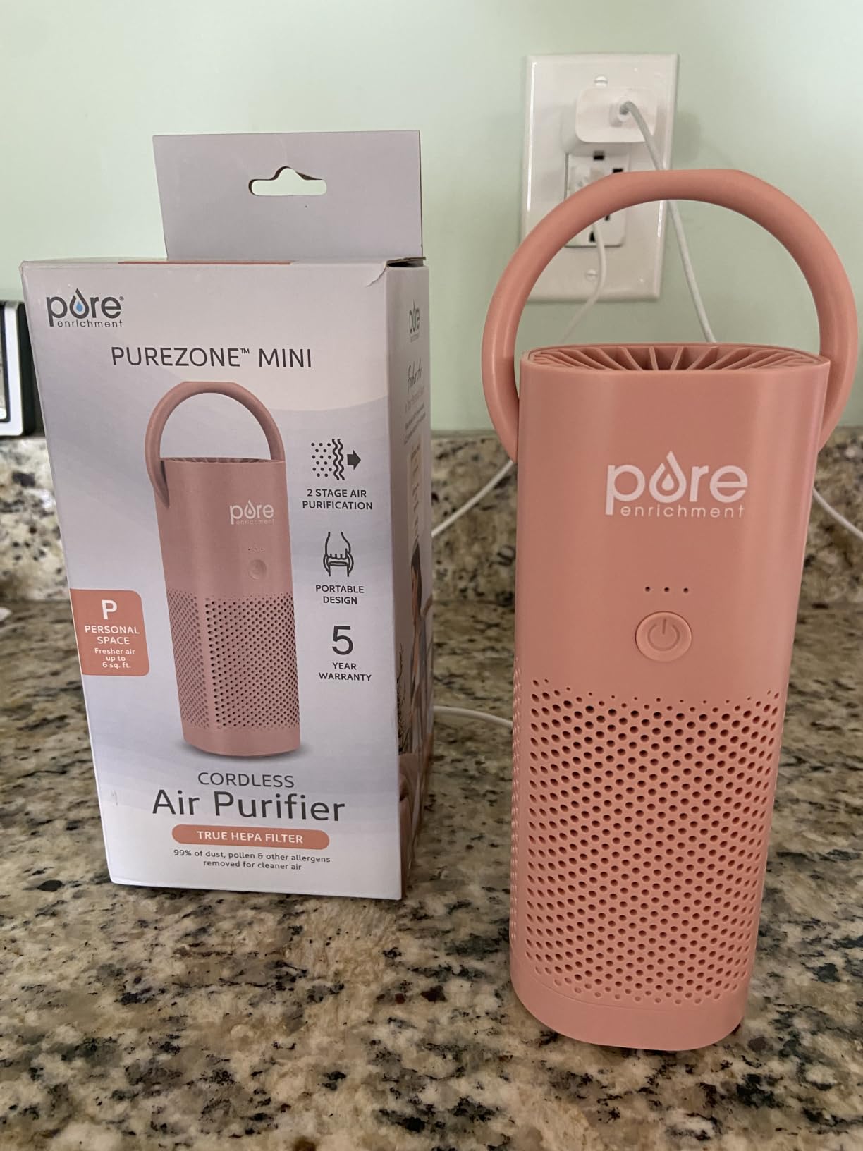 Pure Enrichment PureZone Mini Portable Air Purifier - Cordless True HEPA Filter Cleans Air & Eliminates 99.97% of Dust, Odors, & Allergens Close to You - Cars, School, & Office (Starlight Blue) customer photo 2