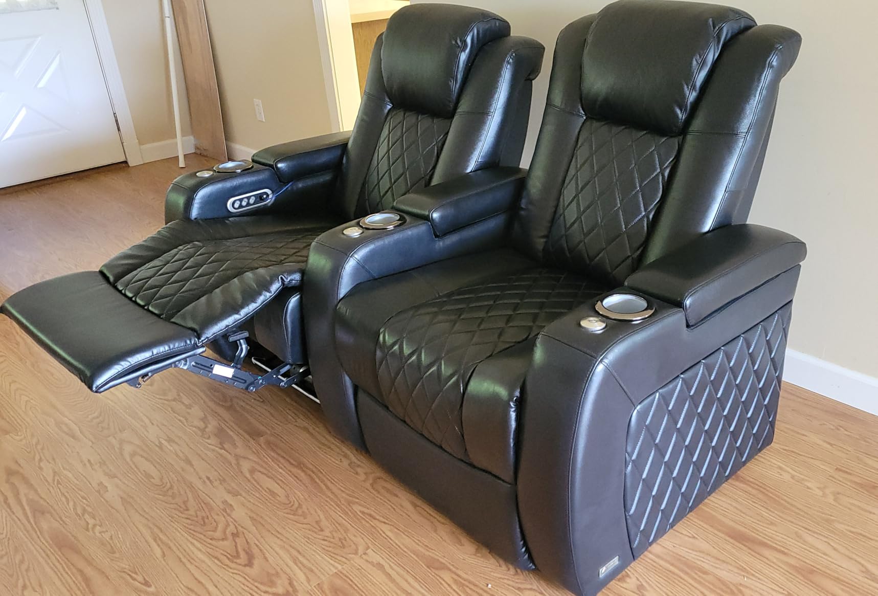 Valencia Tuscany Home Theater Seating | Premium Top Grain Italian Nappa 11000 Leather Wall-Hugging Recliner with Power Reclining, Lumbar Support & Headrest (Row of 4 Loveseat Center, Charcoal Grey) customer photo 1