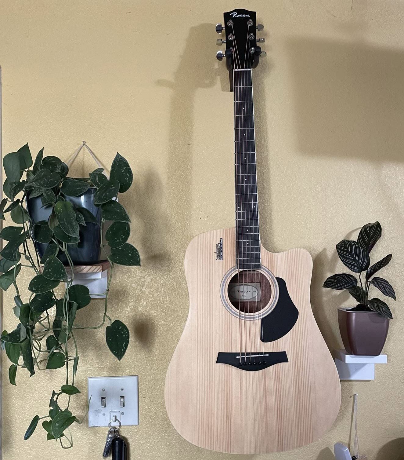 Rosen Solid Top Dreadnought Acoustic Guitar 41 Inches Spruce Guitar Beginner Bundle with Book, Padded Bag, Strings, Picks, Hexwrench, Strap, Polishing Cloth, Black customer photo 2
