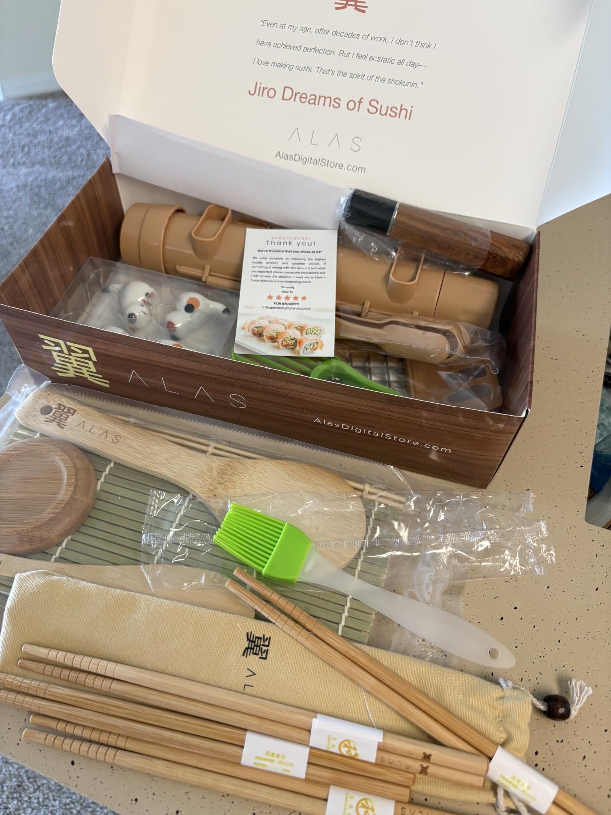 Alas Complete 20 Piece Sushi Making Set - Kit for Beginners & Pros with Knife, 2 Mats, Rice Bazooka and Dipping Plate customer photo 2