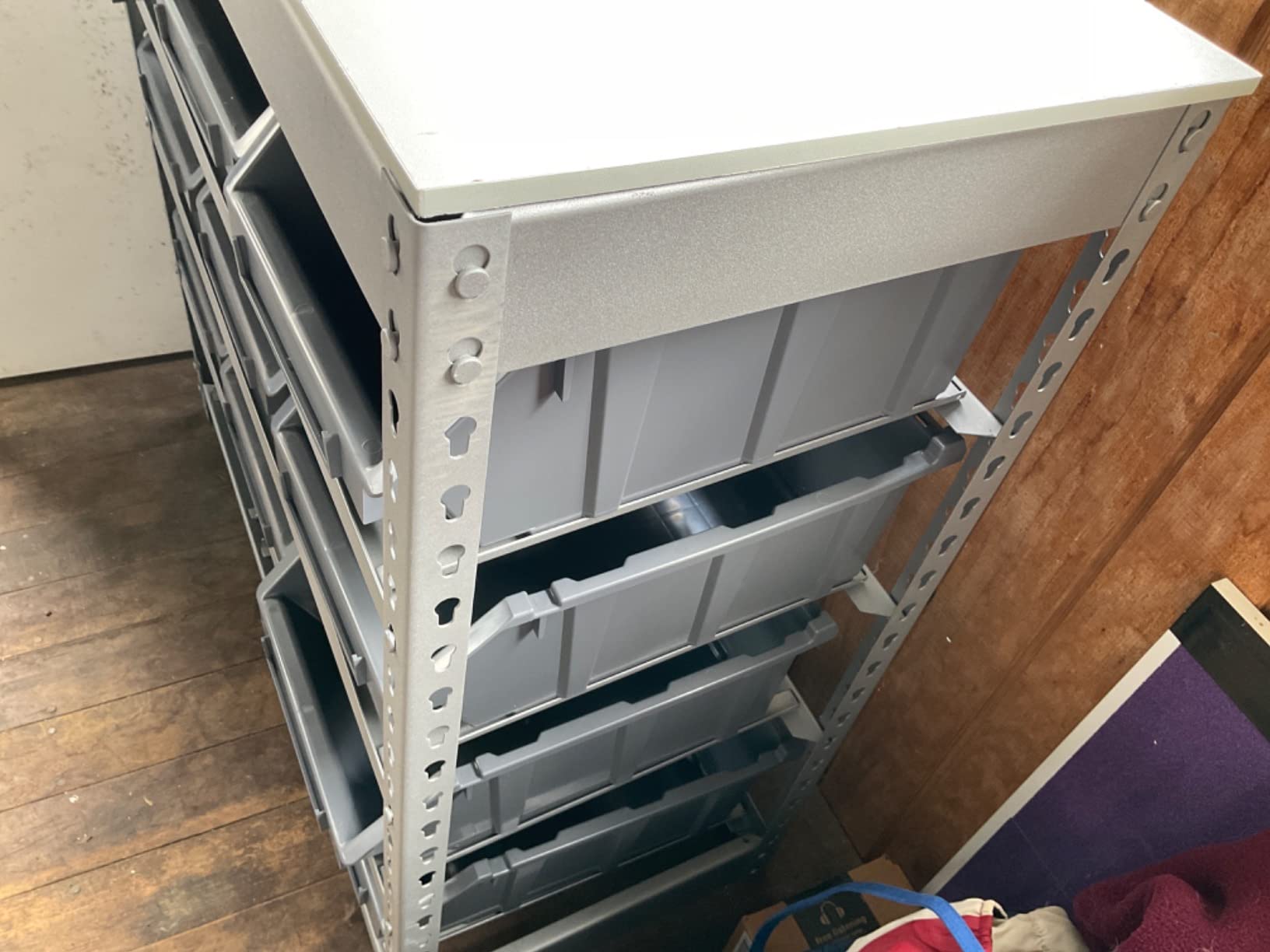 Bin Rack Storage System Heavy Duty Steel Rack Organizer Shelving Unit w/ 22 Plastic Bins in 6 tiers customer photo 2