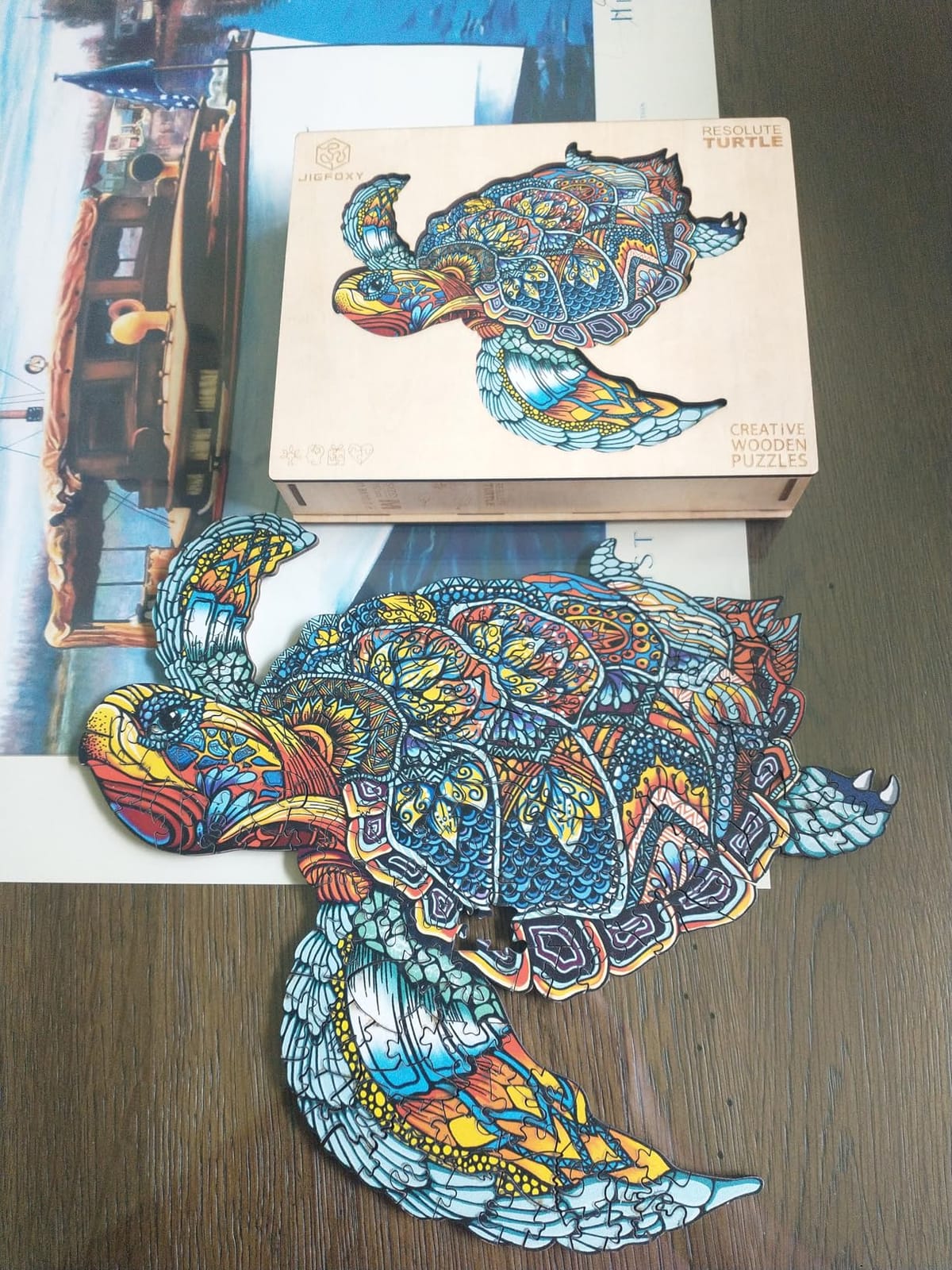 Jigfoxy Wooden Puzzles for Adults, Sea Turtle Wooden Jigsaw Puzzles for Adults Kids, Unique Animal Shape Wood Cut Puzzles, Christmas Thanksgiving Gifts for Friend Family(M-11.8x10in-180pcs) customer photo 2