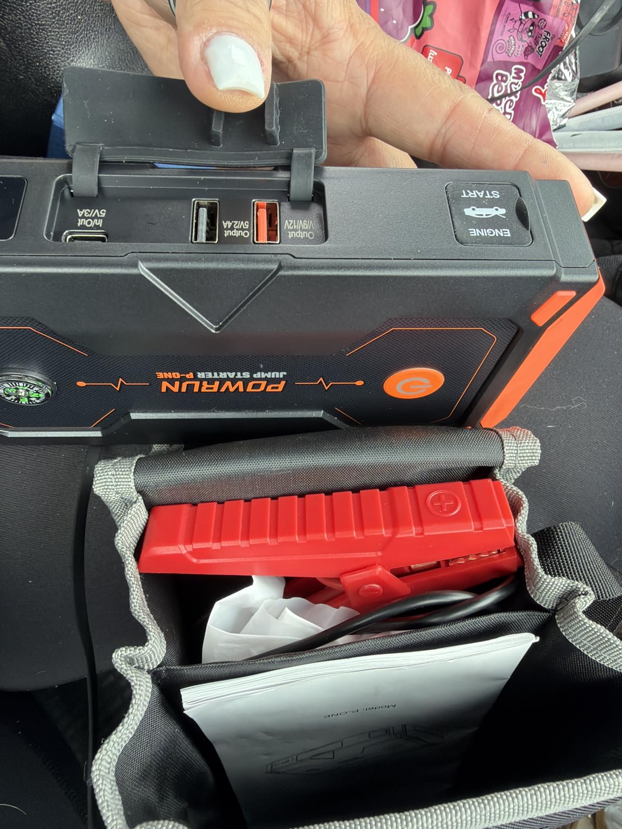 Powrun P-ONE Jump Starter, 2000A Portable Jump Box - Car Jump Starter Battery Pack for up to 8.0L Gas and 6.5L Diesel Engines, 12V Battery Jump Starter with Carry Case (Orange) customer photo 1