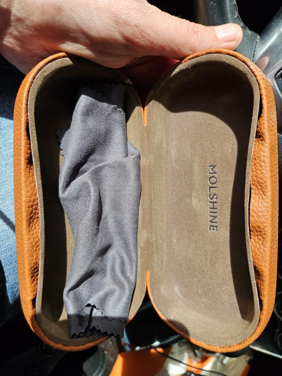 Hard Shell Leather Sunglasses Case, Classic Large Glasses Case for Women Men customer photo 1