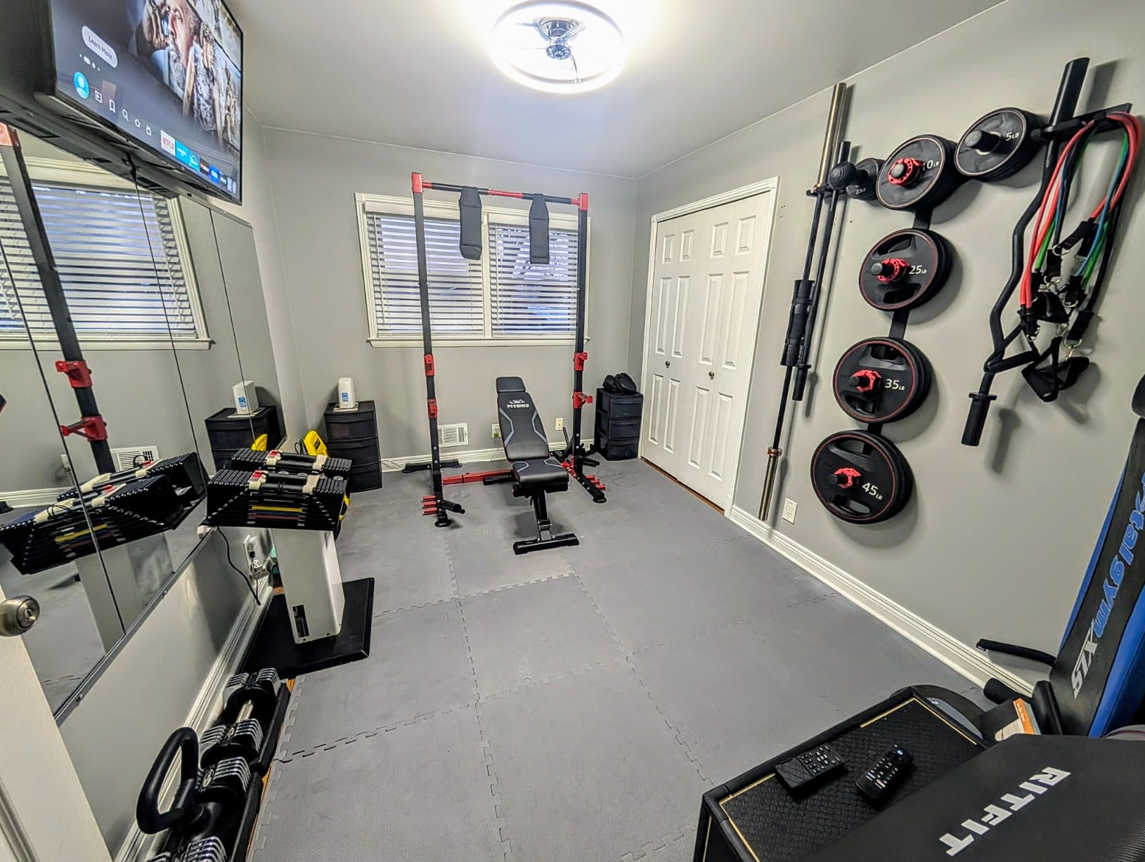 Yes4All 6 Pegs & 4 Barbell Storage Racks Load Up to 1190 LBS, Wall Mounted Weight Plate Tree & Barbell Holder customer photo 1
