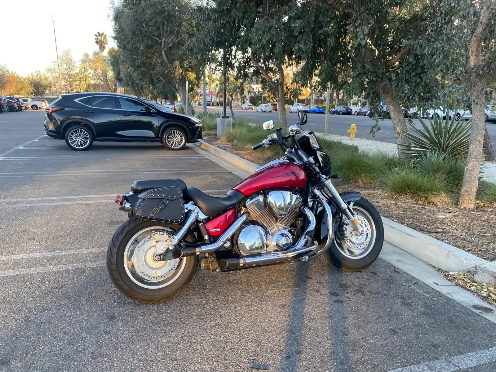 NICECNC Saddle Bags, PU Leather Motorcycle Saddlebags, Reinforced Straps & Saddle Piece, with Cup Holder & Lock, Throw Over Saddle Bag Side Bags, Brown customer photo 1