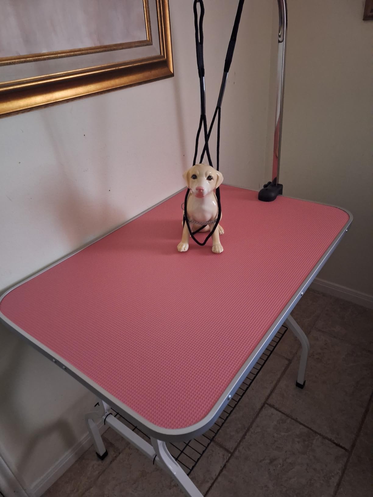 Yaheetech 36'' Dog Grooming Table, Adjustable Pet Foldable Grooming Table w/Double Loops/Mesh Tray Maximum Capacity Up to 220lbs, Pink customer photo 2