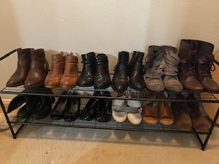 AOODA Long 2 Tier Shoe Rack for Closet Metal Wide Stackable Shoe Storage Organizer for Entryway, Bedroom, Floor, 18-Pairs Low Shoe Shelf, Black customer photo 1