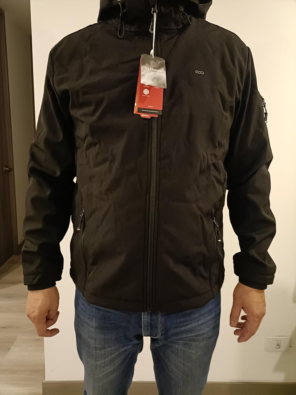33,000ft Men's Hooded Fleece Lined Rain Shell Jacket Waterproof Lightweight customer photo 1