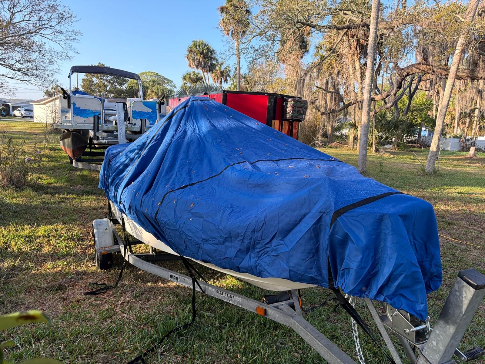 RVMasking Waterproof Boat Cover, 1600D Heavy-Duty Fabric, 17-19ft, Gray | Ultra-Thick Polyester Canvas, Trailerable, UV & Tear-Resistant, Air Vents, 11 Straps, Storage Bag customer photo 2