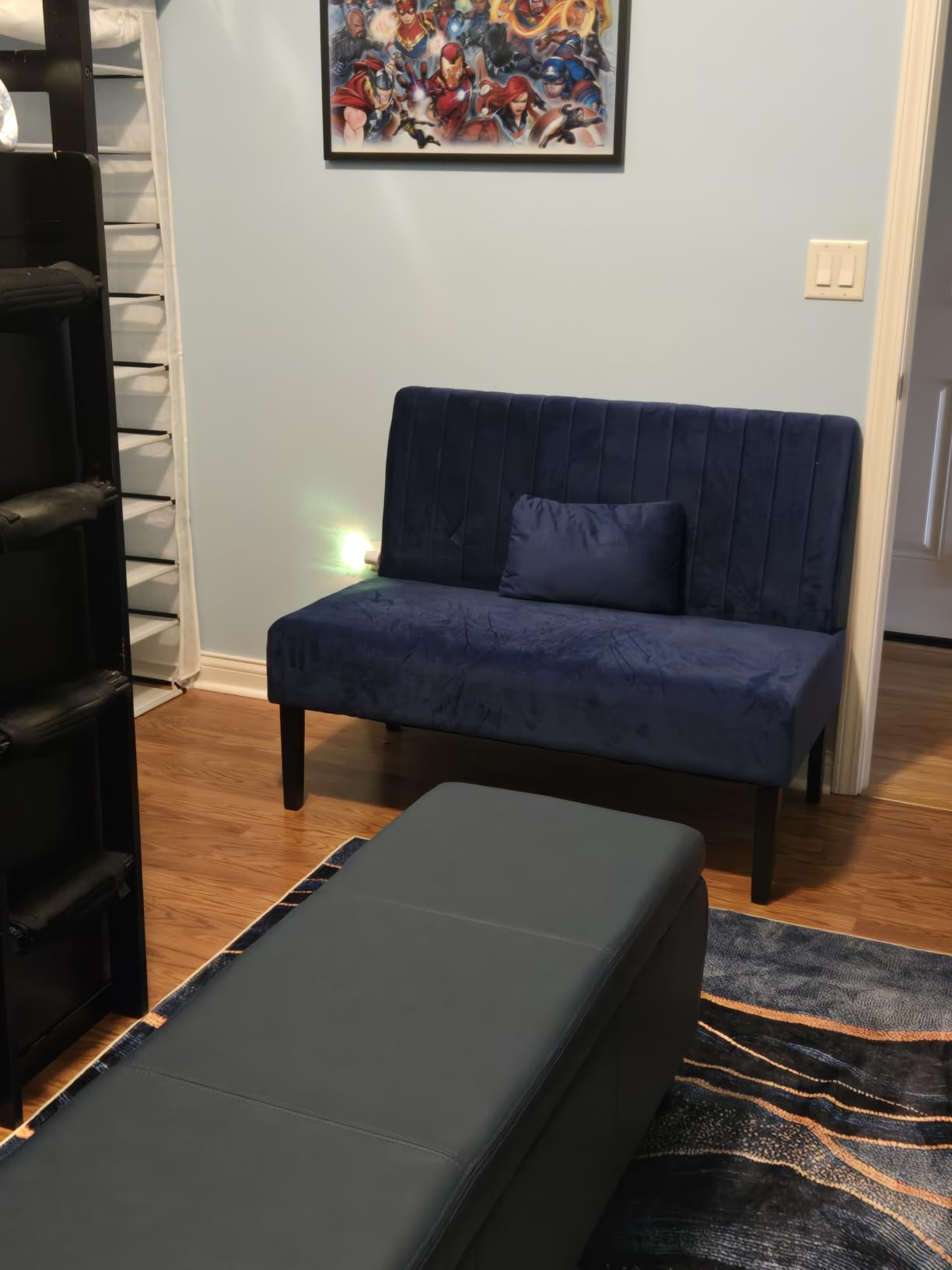 Grey Velvet Armless Loveseat with USB, Small Cozy Couch for Living Room, Mini Sofa and Love Seat, Comfy Velvet Couch with Armless Design for Bedroom Apartment Office Dorm customer photo 1