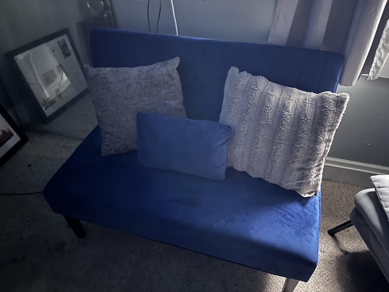 Grey Velvet Armless Loveseat with USB, Small Cozy Couch for Living Room, Mini Sofa and Love Seat, Comfy Velvet Couch with Armless Design for Bedroom Apartment Office Dorm customer photo 2