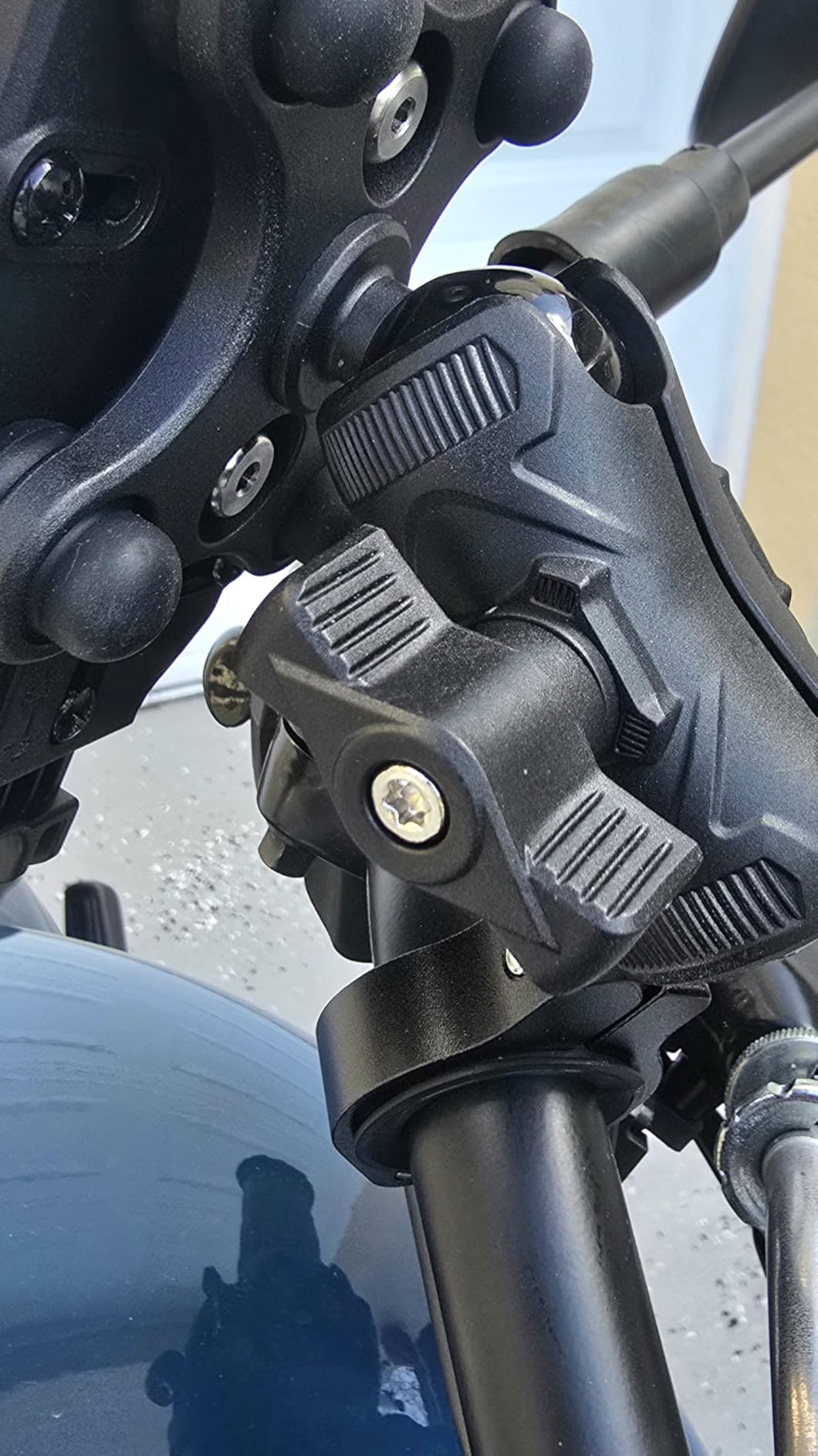 BRCOVAN Anti-Theft Motorcycle Phone Mount Holder with Vibration Dampener | with Secure Lock, Adjustable Size Handlebar Cellphone Cradle for Bike Bicycle Scooter ATV, Fit 5.4 - 7.2'' Smartphones customer photo 1