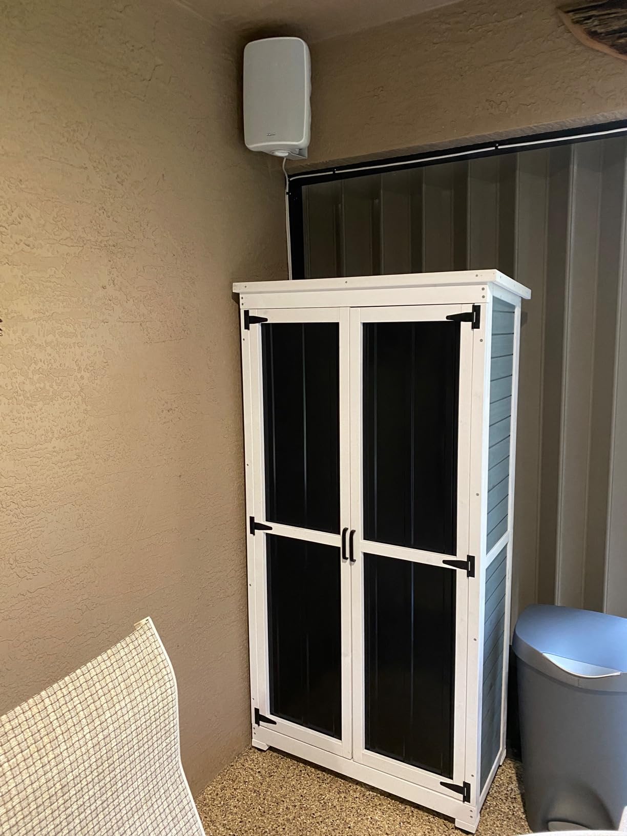 GDLF Outdoor Storage Cabinet, Wood & Metal Garden Shed, Tall Tool Organizer customer photo 1