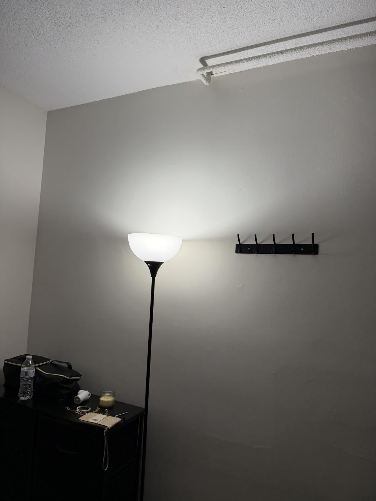 Coucrek Floor Lamp, LED Standing Lamps with White Plastic Shade, Black Modern Torchiere Floor Lamp, Tall Lamps for Living Room Dorm, Bulb not Included customer photo 1
