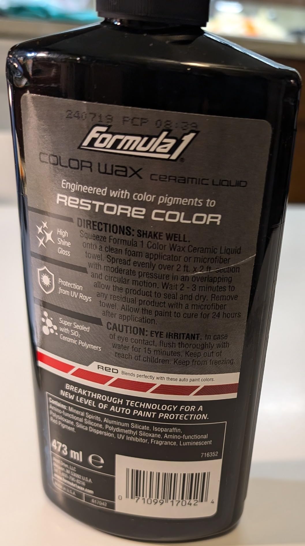 Formula 1 Color Wax for Black Car Paint, Ceramic Detailing Spray, 23oz customer photo 1