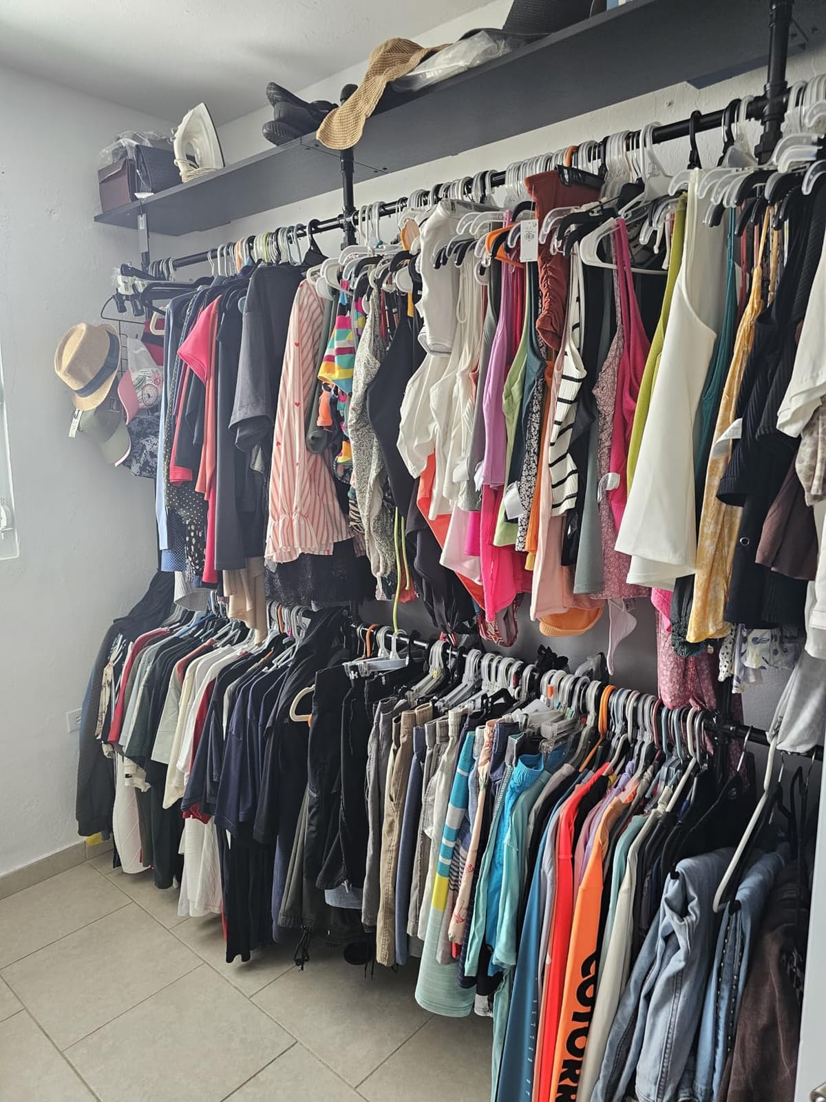 Aheaplus Industrial Pipe Clothing Rack, 118.3 inch Closet System with RGB LED, Wall Mounted Heavy Duty Closet Organizer with 6 Hanging Rod & Shelf, Large Walk-in Closet Wardrobe Clothes Rack, Black customer photo 2