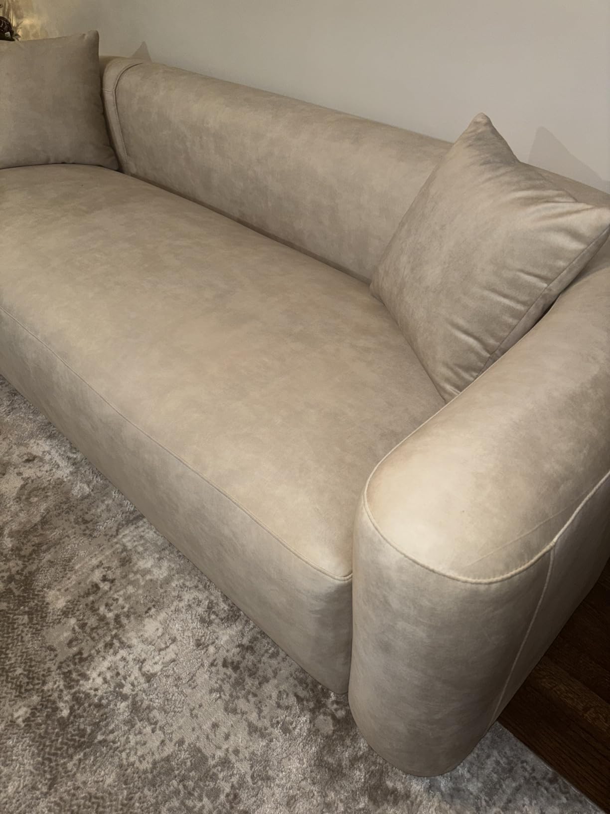Acanva Mellow Modern Tight Curved Back Velvet Sofa, 3 Seater, Cream customer photo 2