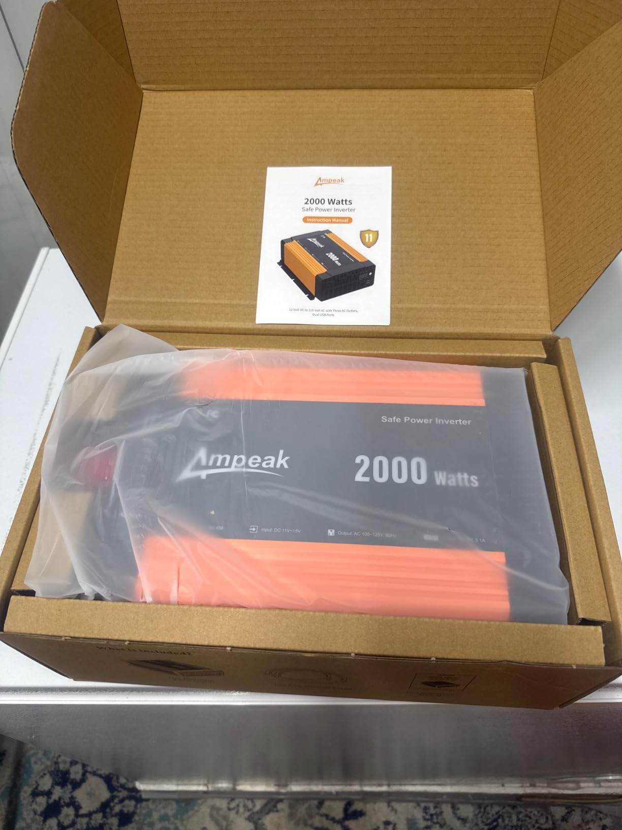 Ampeak 2000W Power Inverter, Remote Controller, 89% Efficiency | 4000W Surge, 3 AC Outlets, Dual USB, LCD Display, 52dB, 11 Protections, for Truck RV Car Camping customer photo 2