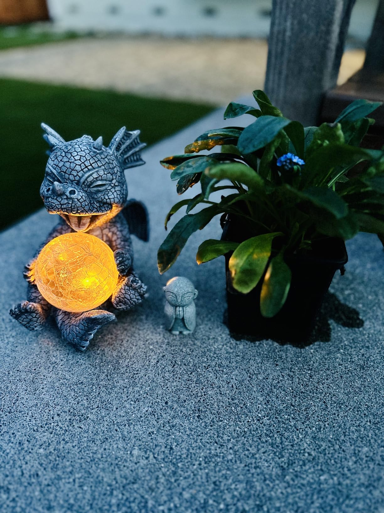 OwMell Japanese Jizo Monk Buddha Statue Figurine Aquarium Garden Decor | Namaste, Natural Sandstone, Memorial Japanese Zen Garden Decor, Laughing Buddha Decor FlowerPot Planter Ornament customer photo 2