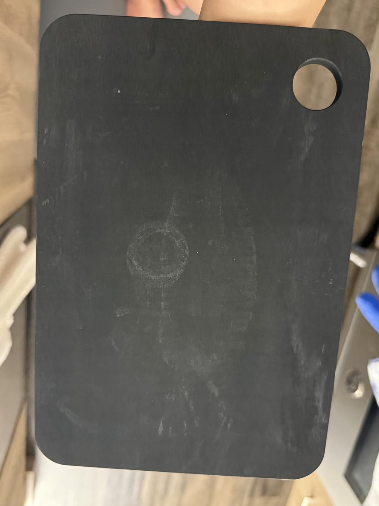RUBBER Rubber Cutting Board, Black, L, Synthetic Rubber, Large, Present, Made in Japan, 14.6 x 9.6 x 0.3 inches (370 x 245 x 8 mm) NBD003 customer photo 1