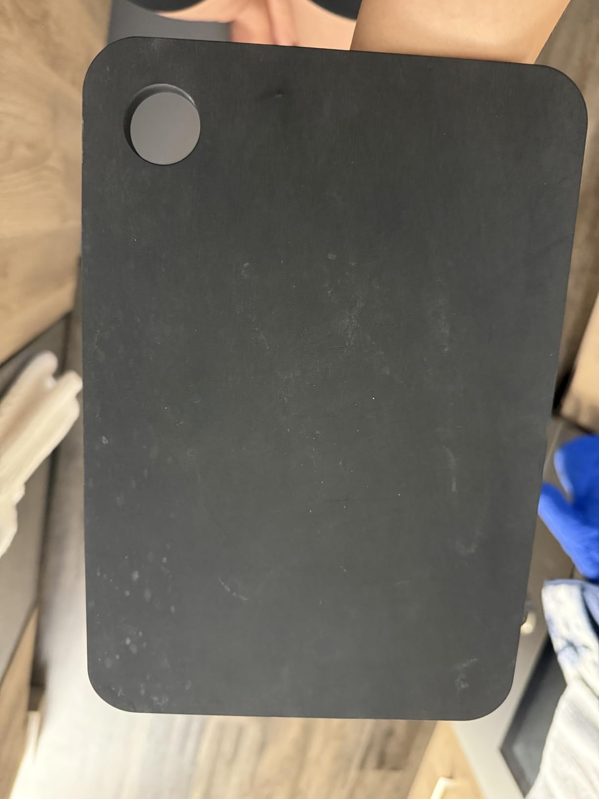RUBBER Rubber Cutting Board, Black, L, Synthetic Rubber, Large, Present, Made in Japan, 14.6 x 9.6 x 0.3 inches (370 x 245 x 8 mm) NBD003 customer photo 2